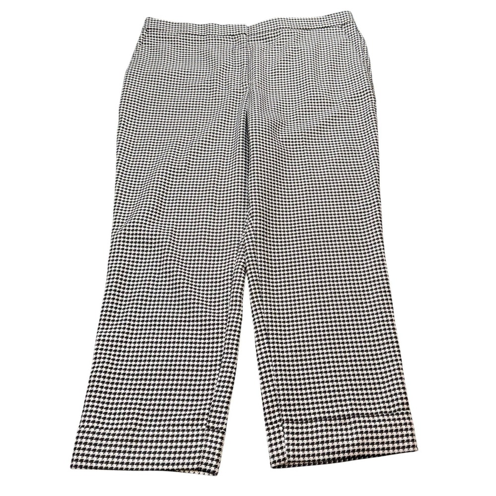 Ann Taylor The Ankle Pants Womens Black White Houndstooth High Rise Preppy 16